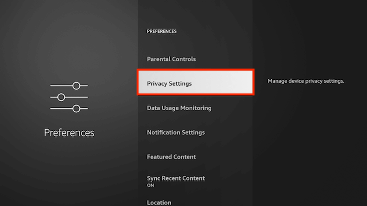 Click on Privacy Settings on Firestick