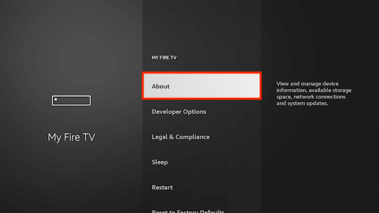 Select About on Firestick